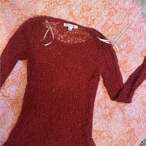 Forever 21 Burgundy Lace Knit Top